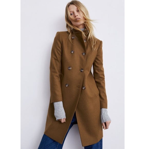 zara toffee long coat
